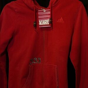 Adidas Vibrant Red Zip-Up Hoodie